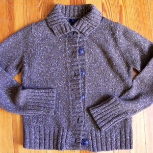 Boden Brown button up Sweater Cardigan Small wool Wooden Buttons EUC Small 2 UK8
